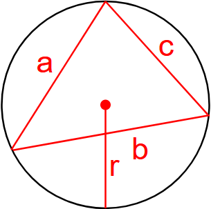 aria triunghiului pe trei laturi și raza cercului circumscris